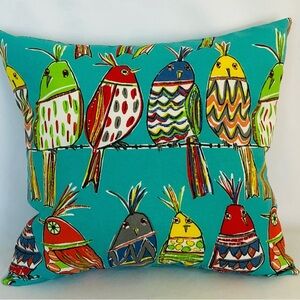 Colorful Bird Pattern Accent Pillow